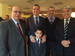 From left Kevork Marashlian, Ambassador Sagsyan with his son Margos, Armen Sargsyan, Armenia’s Ambassador to China and Varaztad Avoyan. 